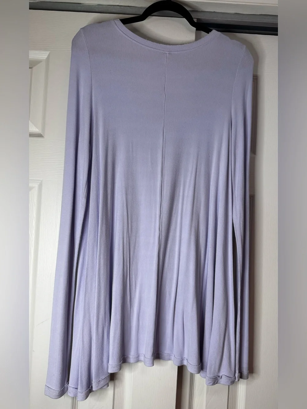 Free People Pale Lavender Ribbed Long Sleeve Scoop Neck Tunic - Size L